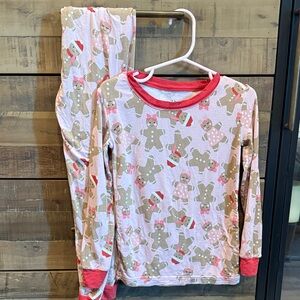 Little Sleepies Gingerbread Kids Pajama Set - Pink and Red